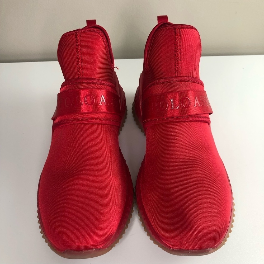 Red neoprene slip-on lightweight sneakers 9